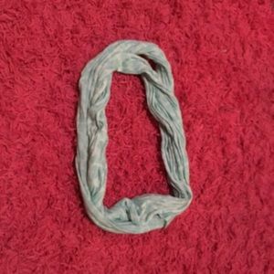 gray and blue infinity scarf